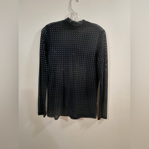 Mesh Mock Neck Rhinestone Top - Picture 5 of 5
